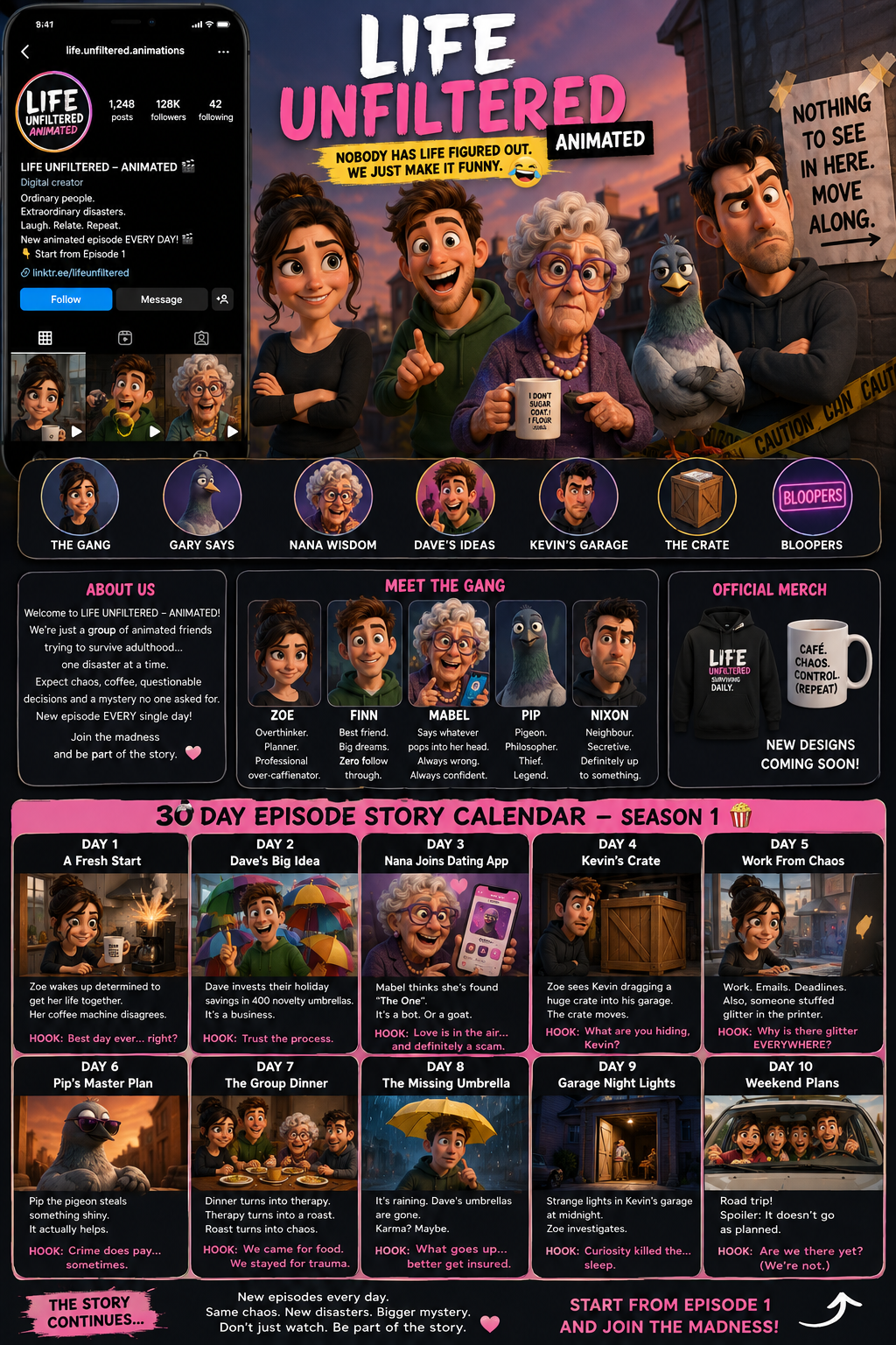 30-day animated story calendar concept